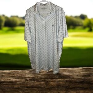 Vineyard Vines White and Blue Patterned Polo Shirt